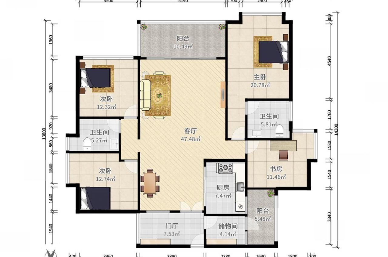 家和盛世花園(一期)4室2廳出租租金9500元/月