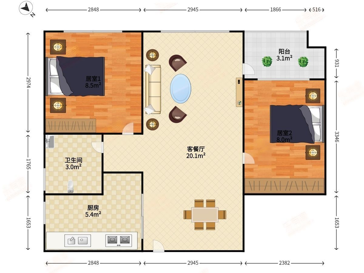 萬科時代廣場-2室2廳-隨時入住