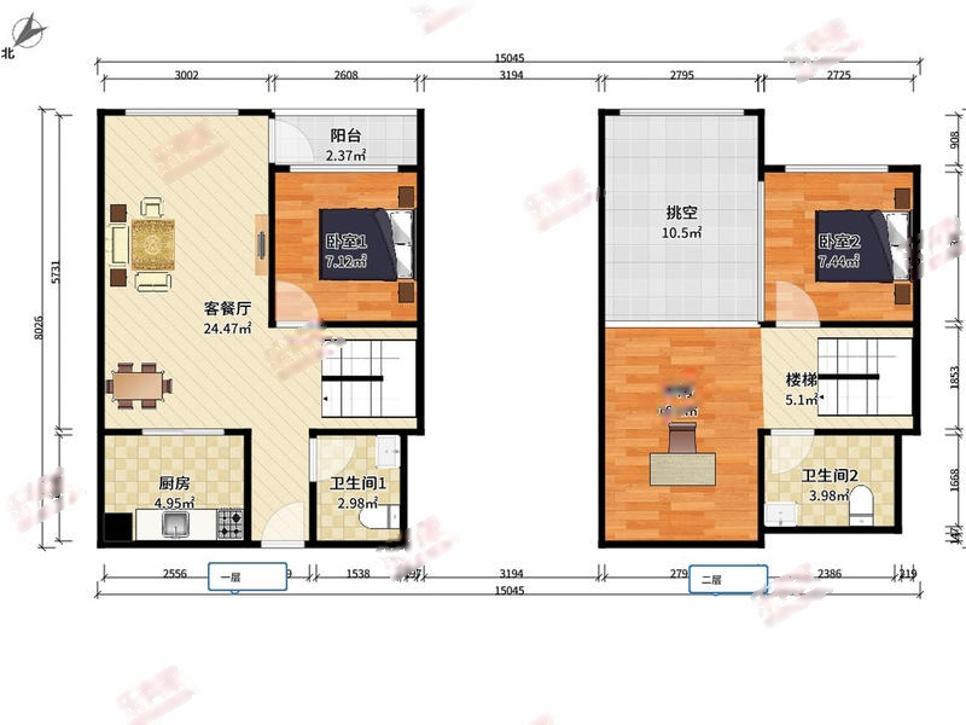 萬科時代廣場3室2廳出租租金4600元/月