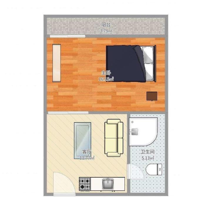 華昌大廈1室1廳主臥出租租金2080元/月