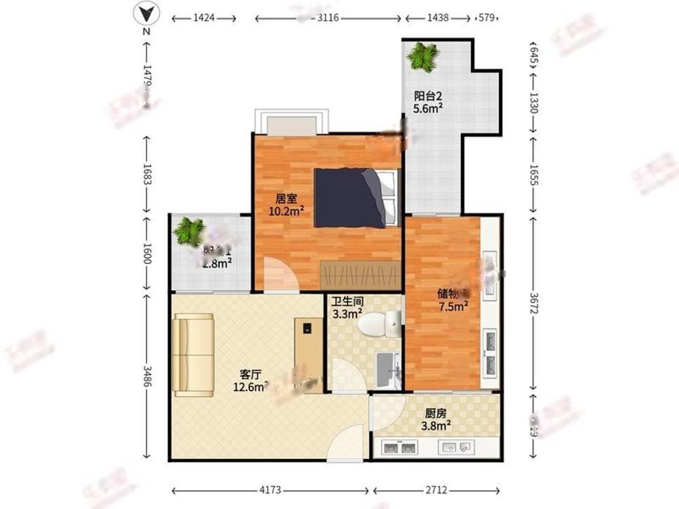 凱旋豪庭2室1廳出租租金5500元/月