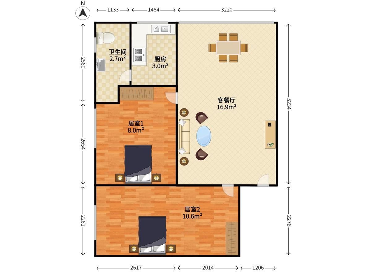 水庫新村統(tǒng)建樓2室2廳出租租金2800元/月