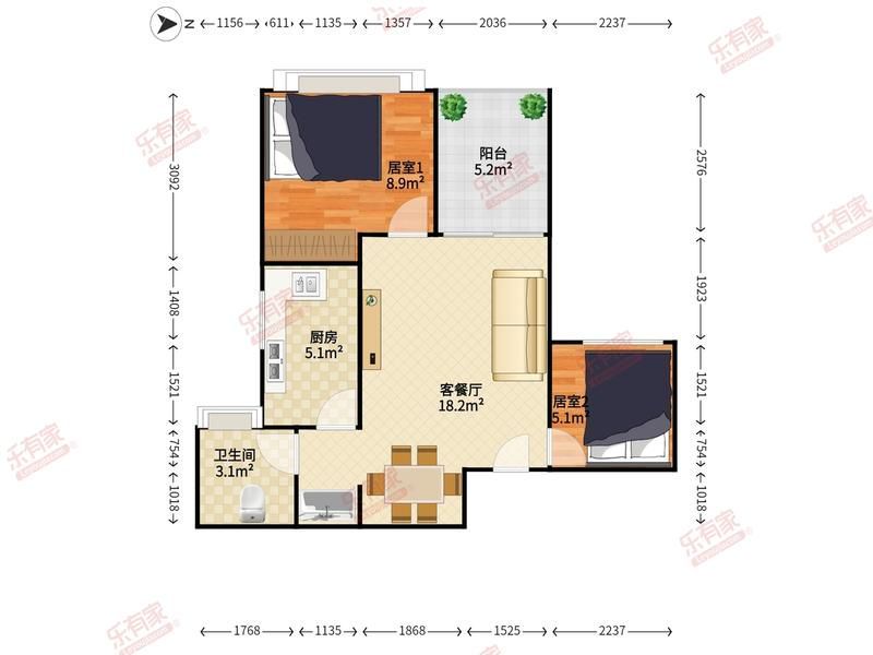 觀山盛苑2室2廳出租租金4600元/月