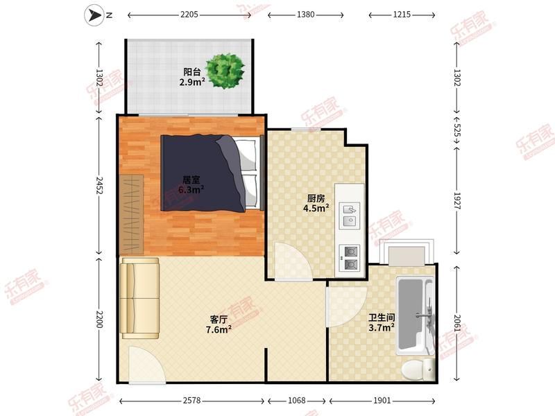 觀山盛苑1室0廳出租租金3300元/月