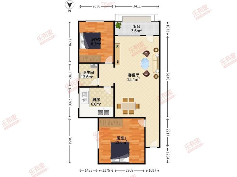 新嶺山莊2室2廳出租租金3500元/月