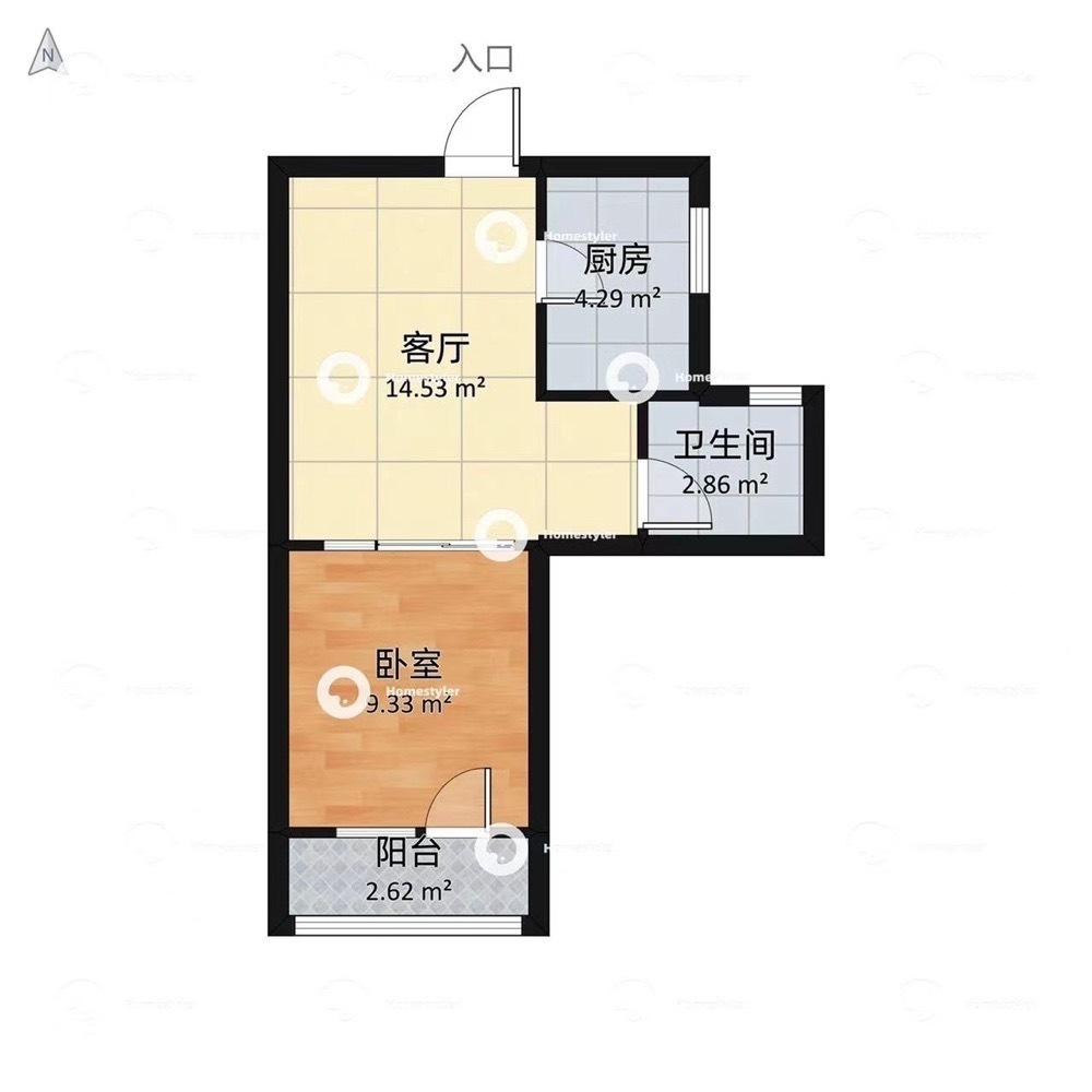 麻布新村1室1廳出租租金2600元/月