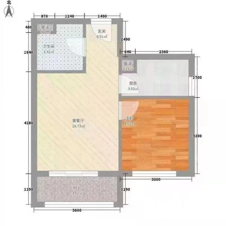 海潤公寓1室1廳主臥出租租金2500元/月